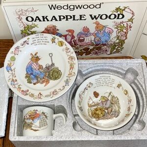 Wedgwood Oakapple Wood Set 3 Piece Children's Dinnerware Set, SIGNED  Vintage